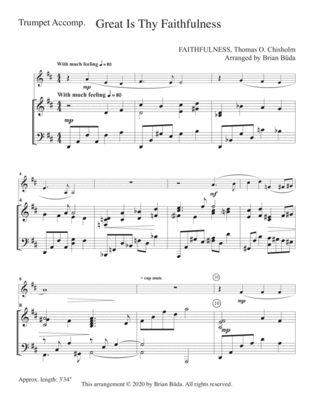 Great Is Thy Faithfulness - Solo Trumpet and piano image number null