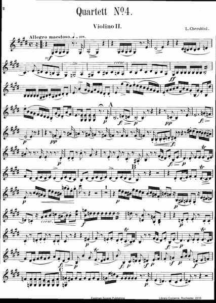 Drei Quartette fur zwei Violinen, Viole und Violoncello. Nachgelassenes Werk. Quartett No. I (Viertes Quartett) E dur.