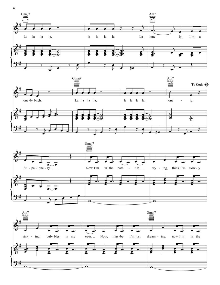 Supalonely Supalonely Piano, Vocal, Guitar scores gallery preview page 4