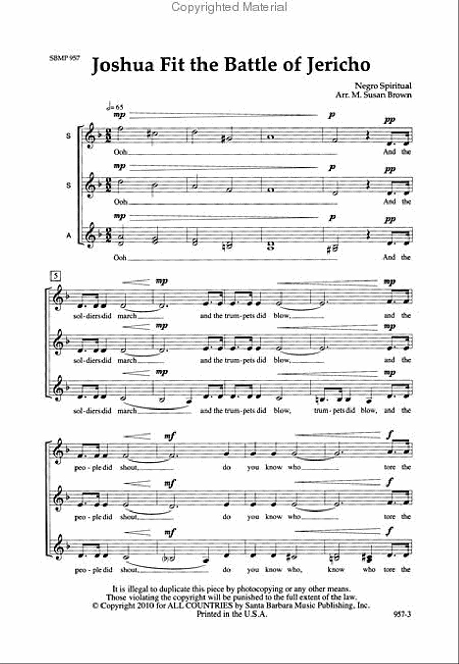 Joshua Fit the Battle of Jericho - SSA Octavo SSA scores gallery preview page 2
