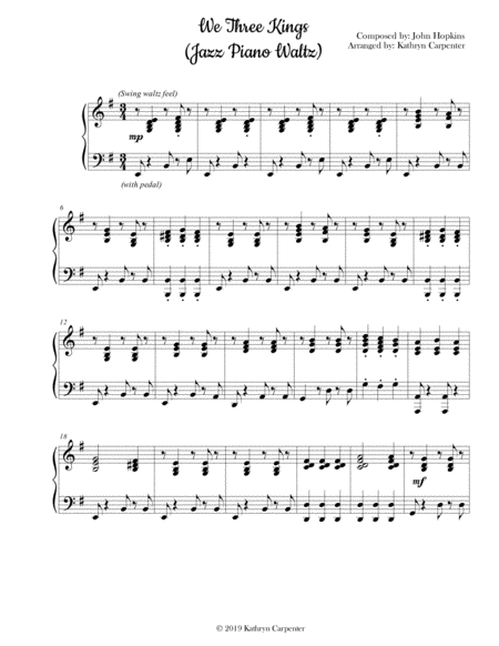 We Three Kings (Jazz Piano Waltz) image number null