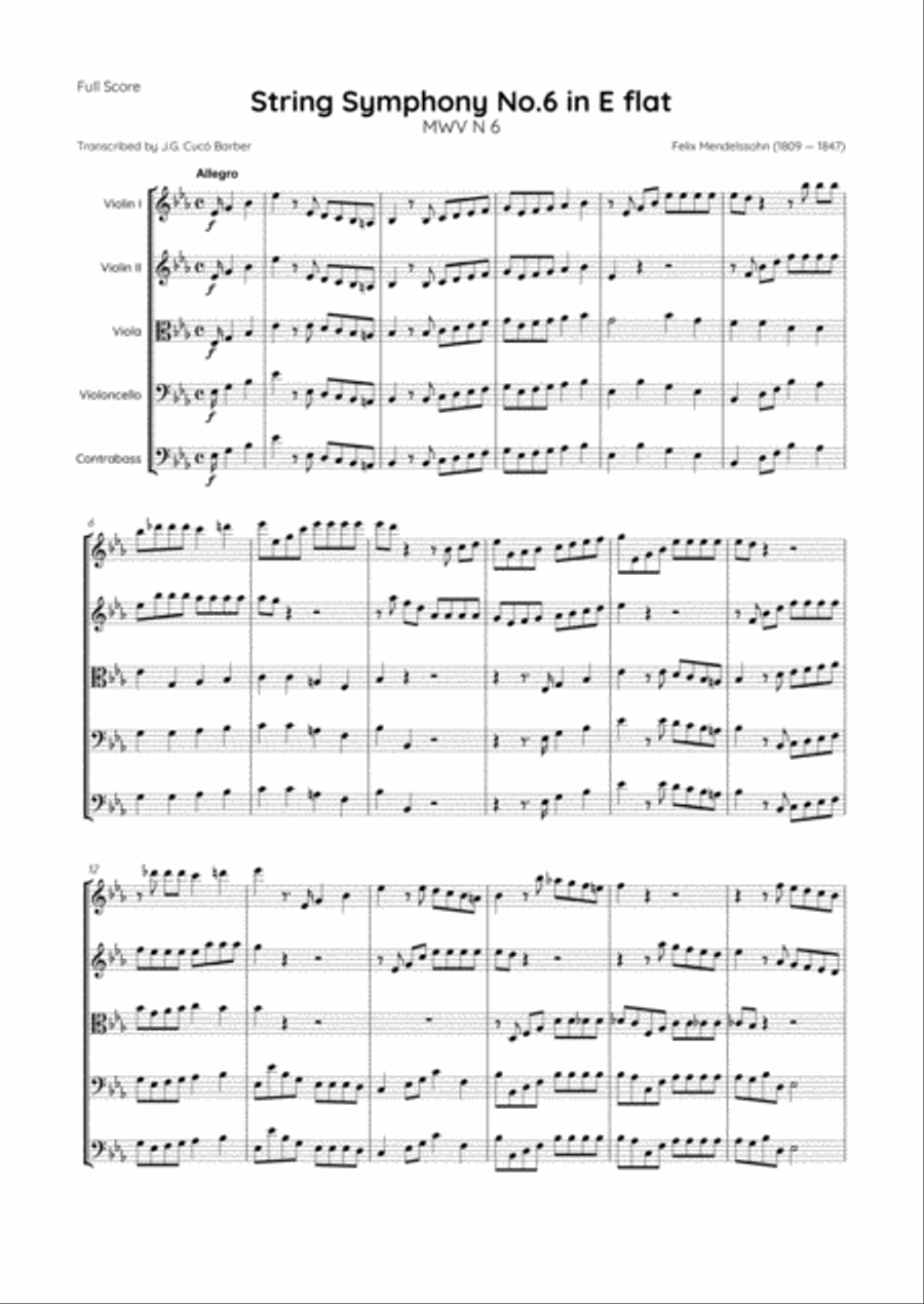 Mendelssohn - String Symphony No.6 in E flat major, MWV N 6 String Orchestra scores gallery preview page 2