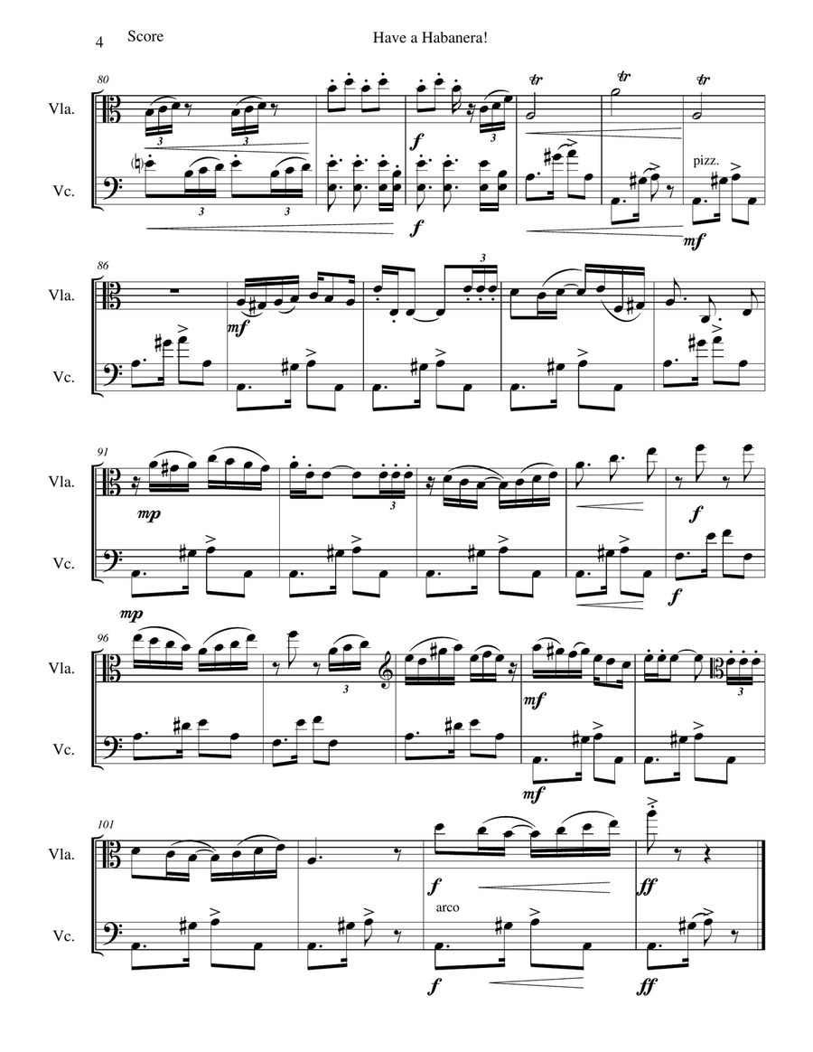 Have a habanera for viola and cello String Duet scores gallery preview page 4