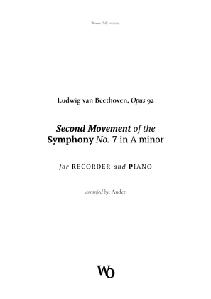 Book cover for Symphony No. 7 by Beethoven for Recorder