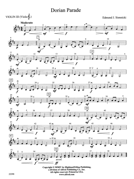 Dorian Parade: 3rd Violin (Viola [TC])
