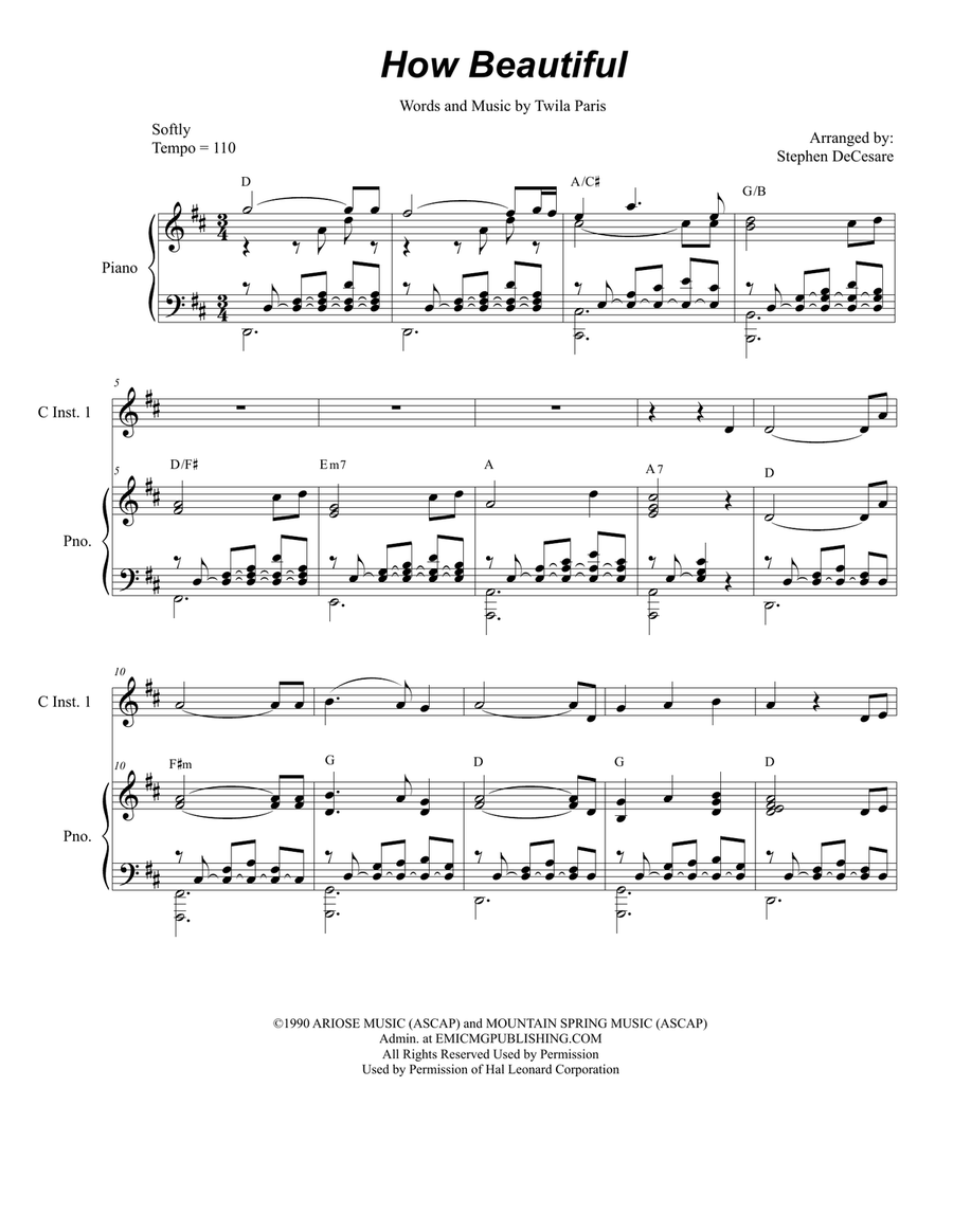 How Beautiful Flute scores gallery preview page 1