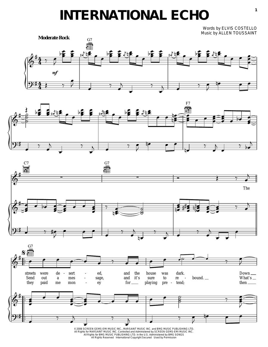 International Echo International Echo Piano, Vocal, Guitar scores gallery preview page 1