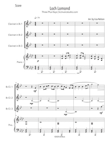 Loch Lomond - Clarinet Trio with Piano Accompaniment image number null