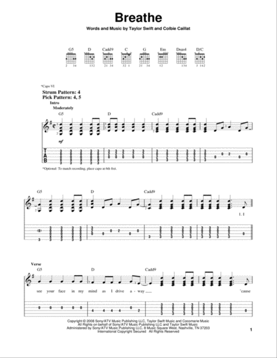 Breathe Acoustic Guitar scores gallery preview page 1