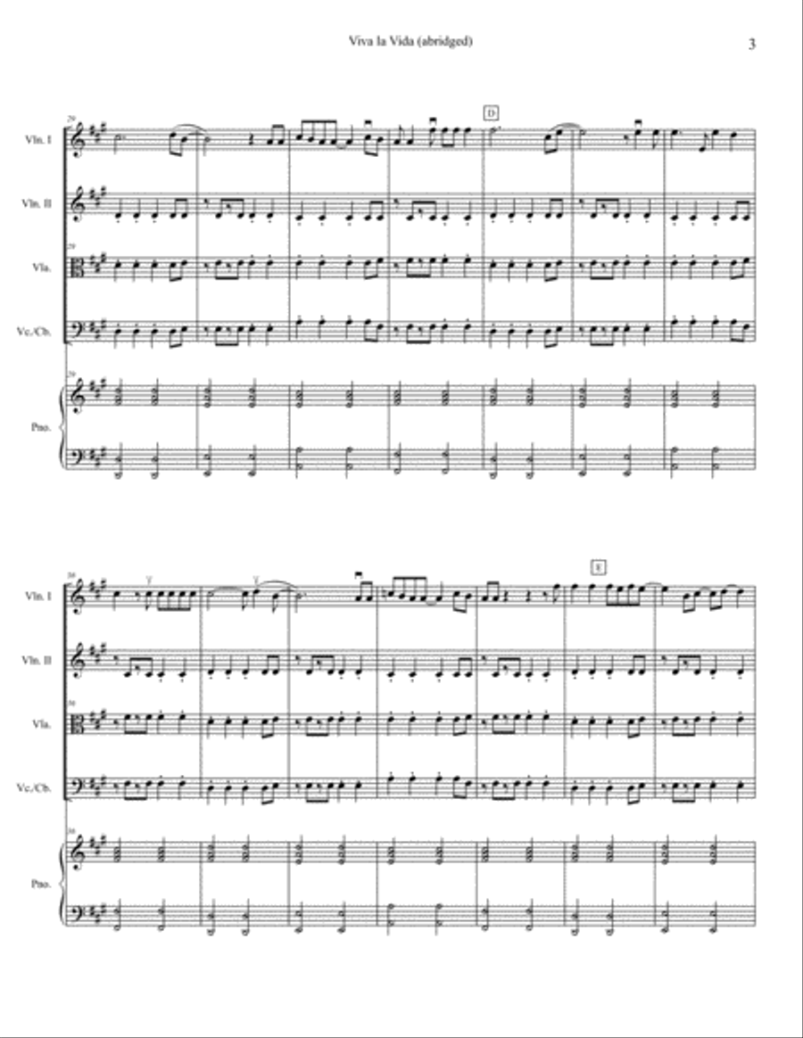 Viva La Vida String Orchestra scores gallery preview page 3