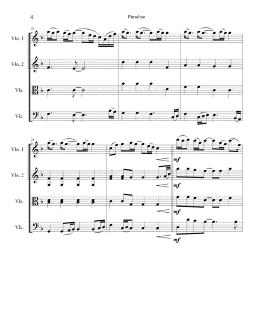 Paradise Paradise String Quartet scores gallery preview page 4