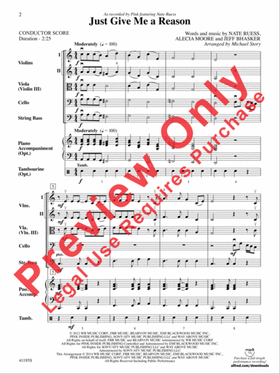 Just Give Me a Reason String Orchestra scores gallery preview page 3