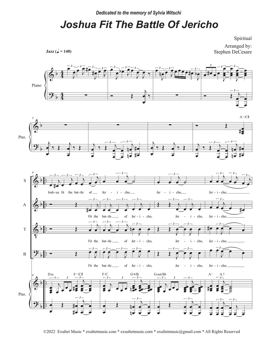 Joshua Fit The Battle of Jericho (Vocal Quartet - (SATB)