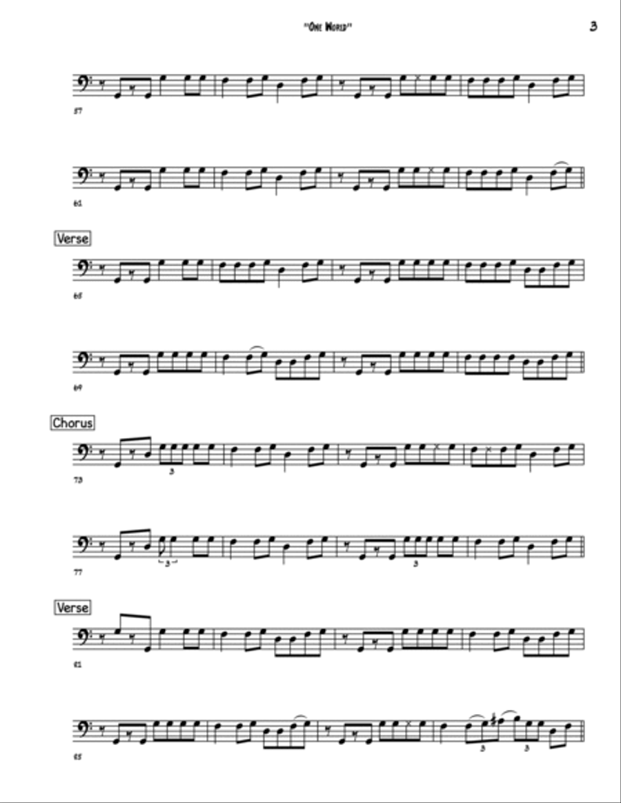 One World (not Three) Bass Guitar scores gallery preview page 3