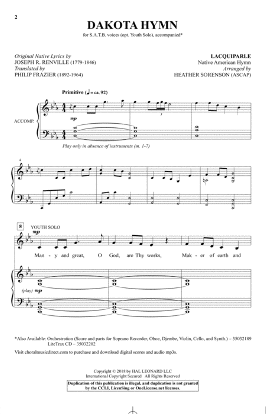 Dakota Hymn Dakota Hymn 4-Part scores gallery preview page 1