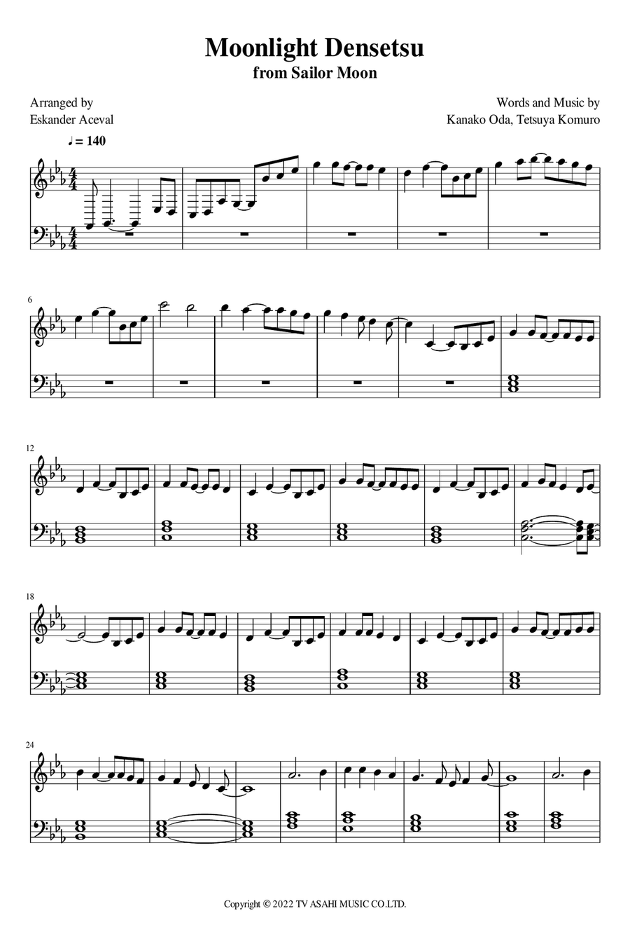 Moonlight Densetsu Moonlight Densetsu Piano Solo scores gallery preview page 1
