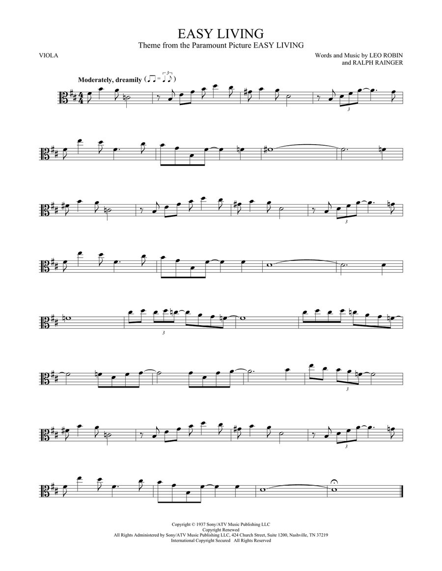 Easy Living Viola Solo scores gallery preview page 1