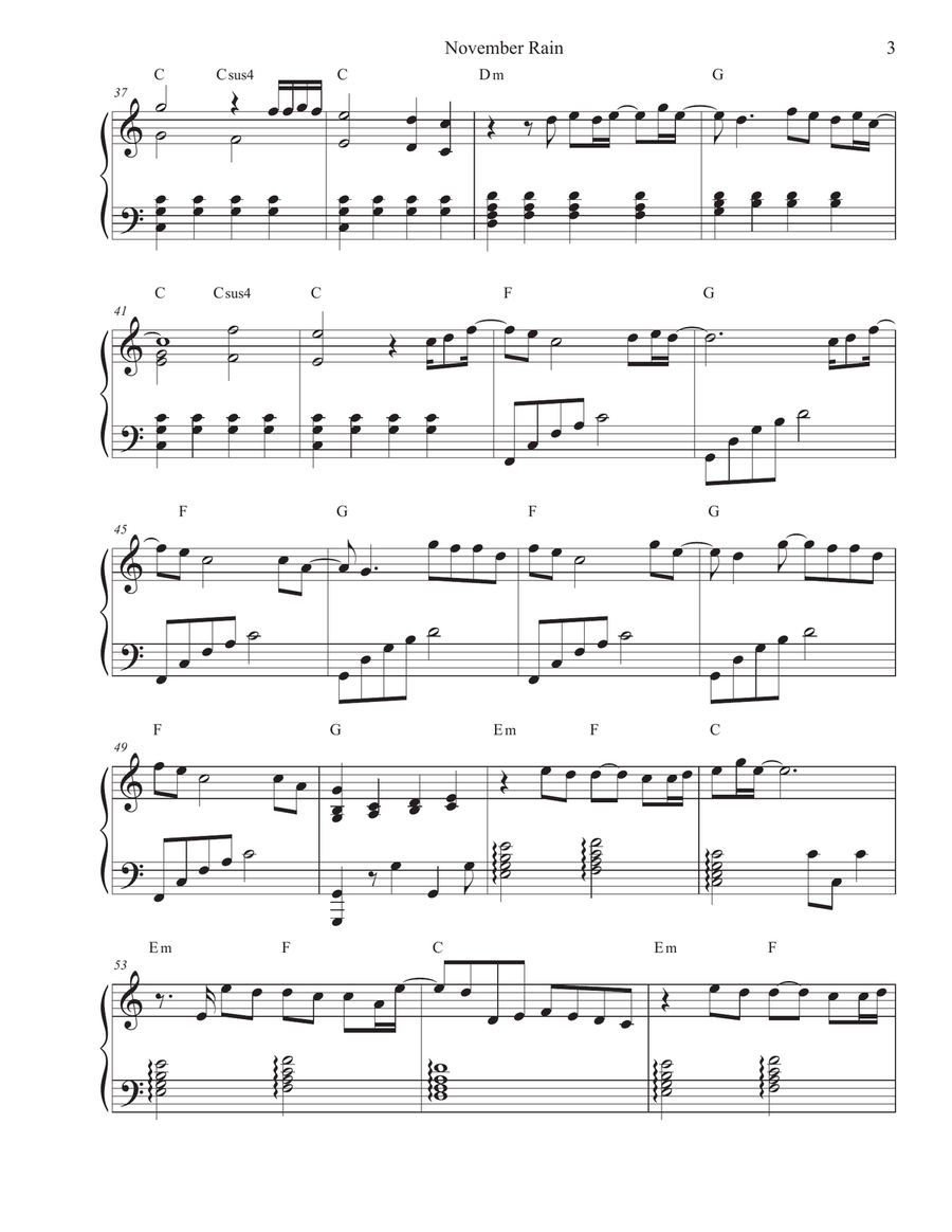 November Rain Harp scores gallery preview page 3