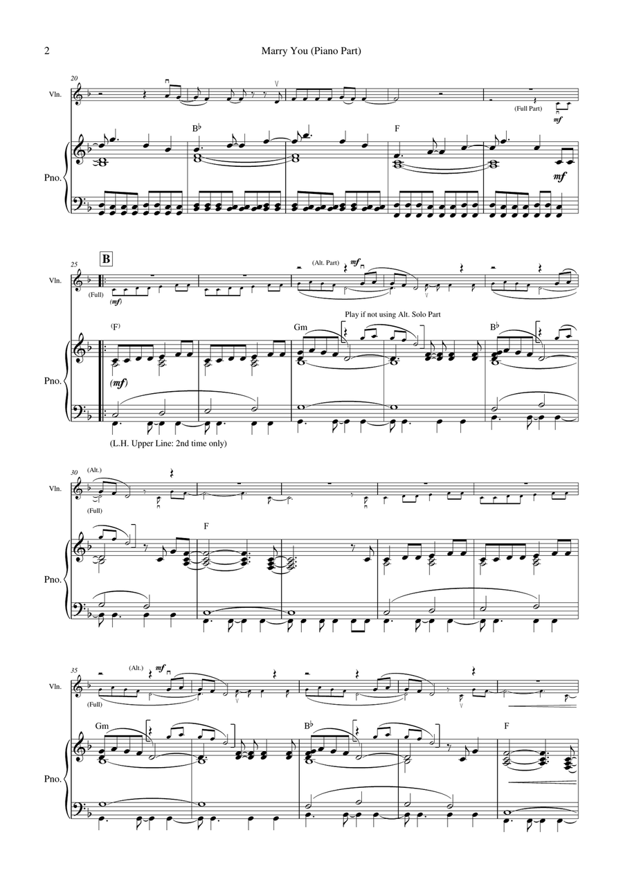 Marry You Violin Solo scores gallery preview page 5