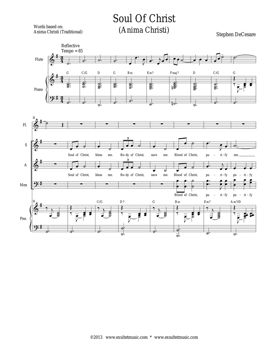 Soul of Christ (Anima Christi) (Solo with SATB) 4-Part scores gallery preview page 1