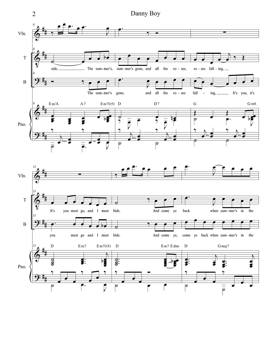 Danny Boy (for 2-part choir - (TB) TB scores gallery preview page 2
