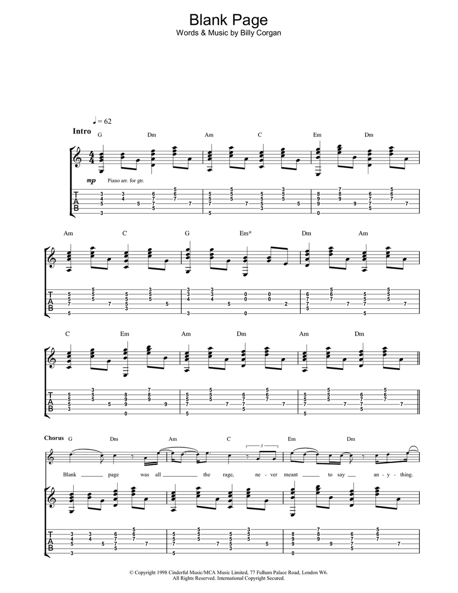 Blank Page Acoustic Guitar scores gallery preview page 1