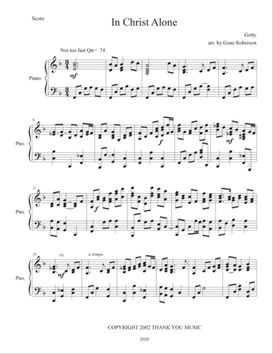 In Christ Alone Piano Solo scores gallery preview page 2