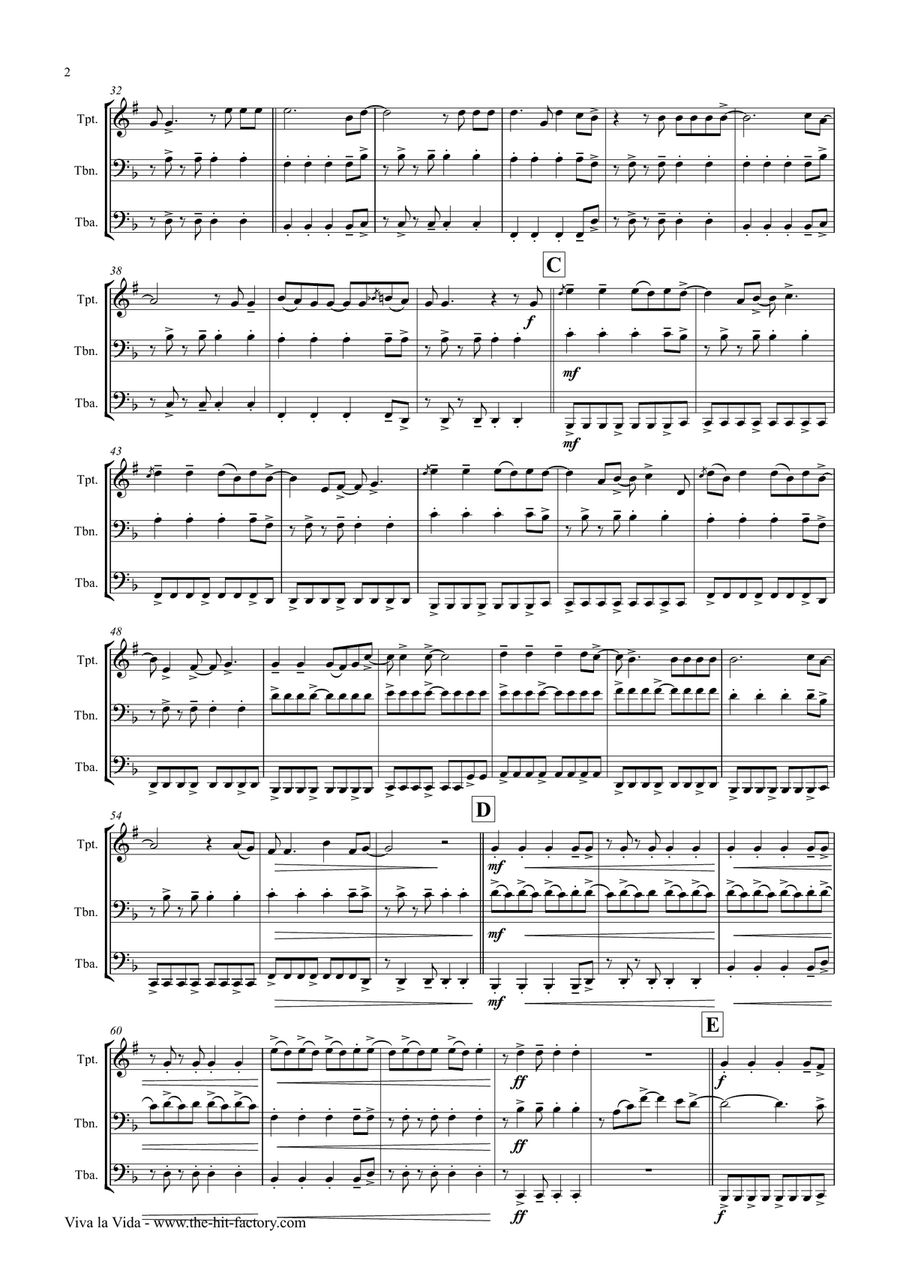 Viva La Vida Brass Ensemble scores gallery preview page 2