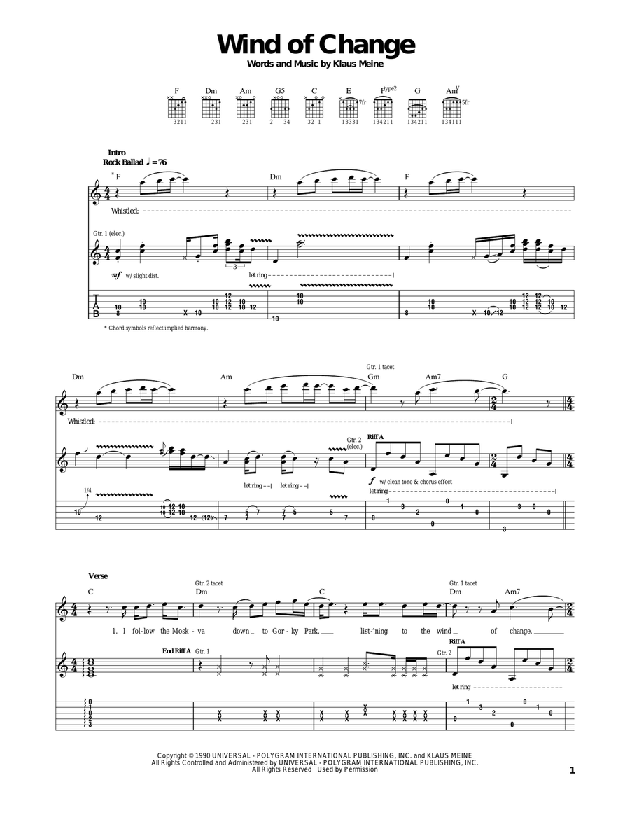 Wind Of Change Electric Guitar scores gallery preview page 1