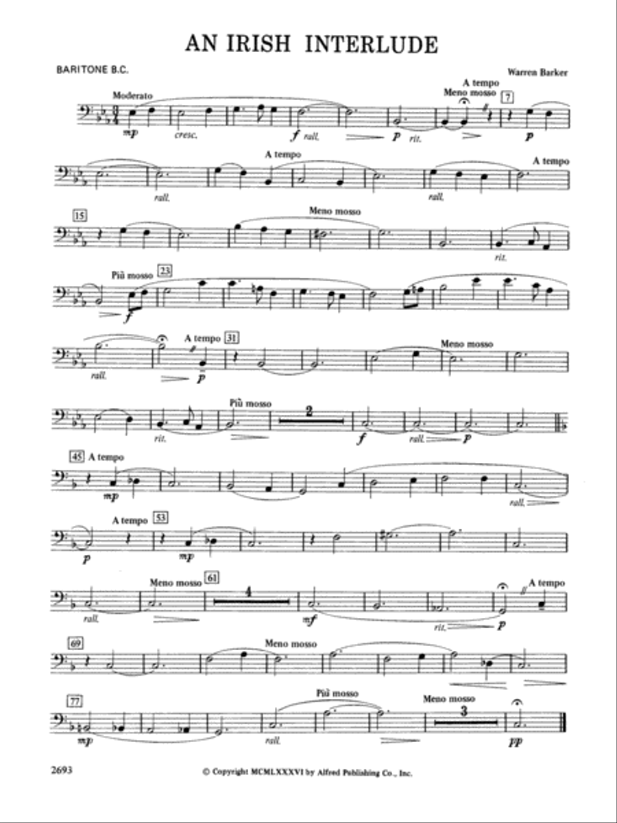 An Irish Interlude: Baritone B.C. Concert Band scores gallery preview page 1