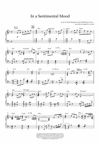 In A Sentimental Mood - Duke Ellington / JAZZ solo piano with ad-lib