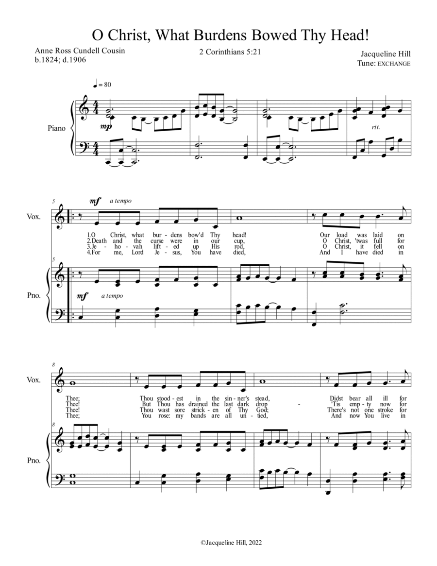 Oh Christ, What Burdens Bowed Thy Head! Voice scores gallery preview page 1