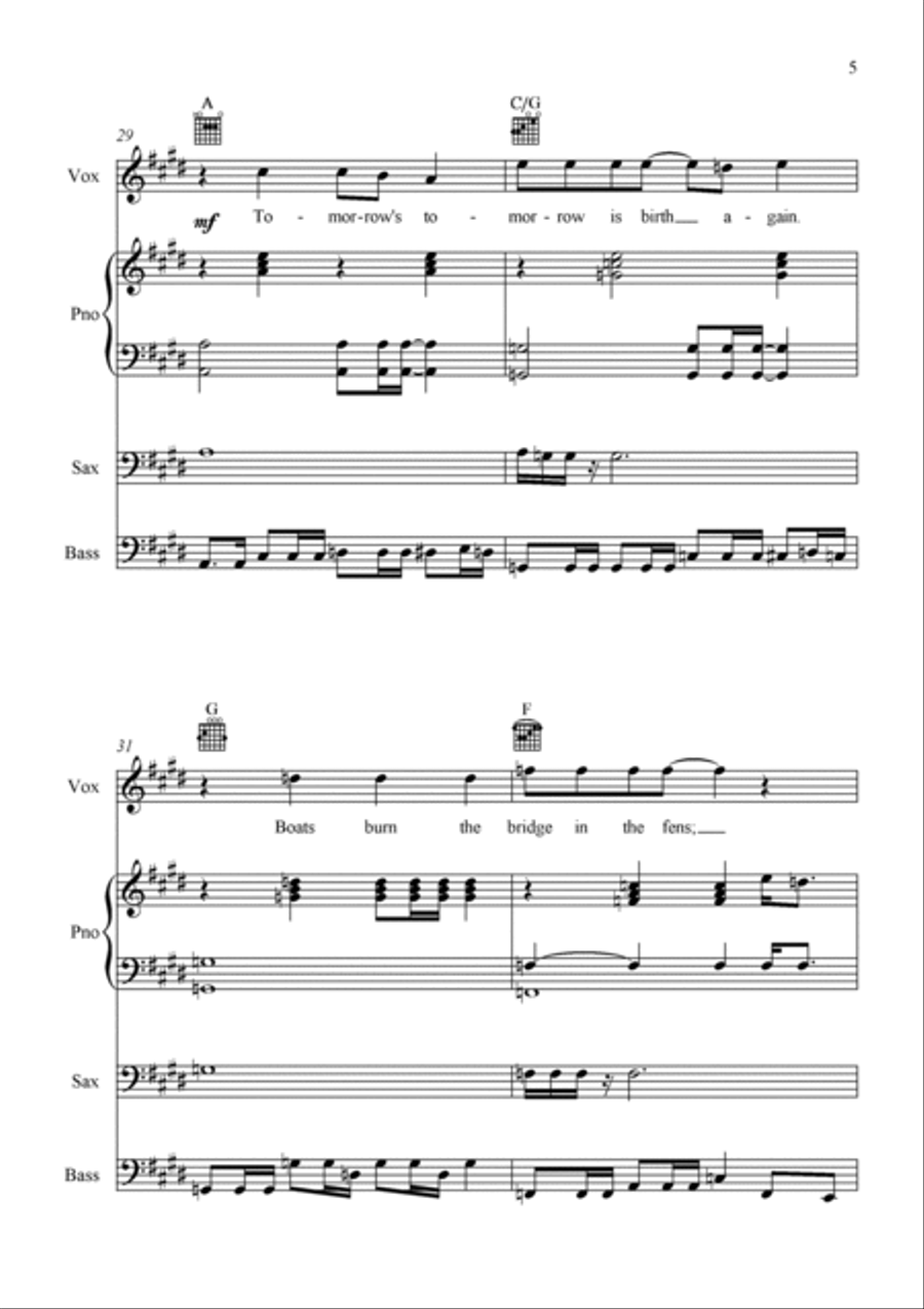 Darkness Piano, Vocal, Guitar scores gallery preview page 5