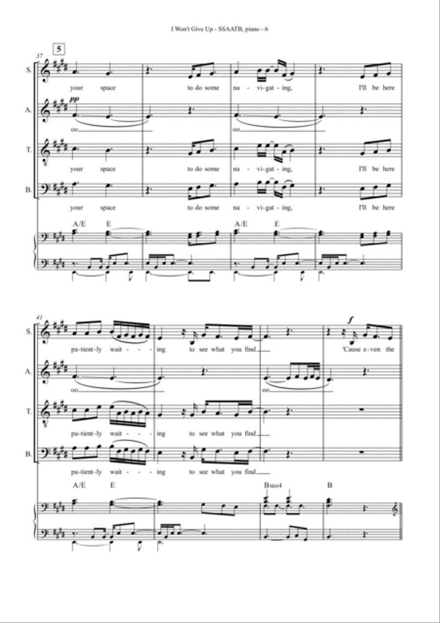 I Won't Give Up 4-Part scores gallery preview page 6