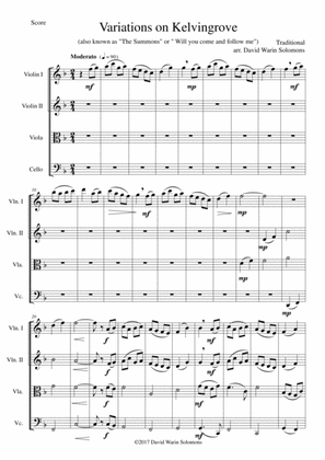 Variations on Kelvingrove for string quartet