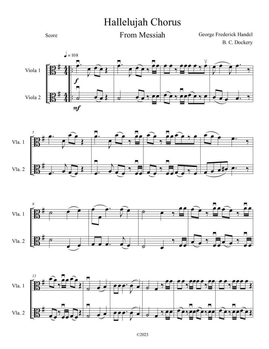 Hallelujah Chorus from Messiah (Viola Duet) image number null