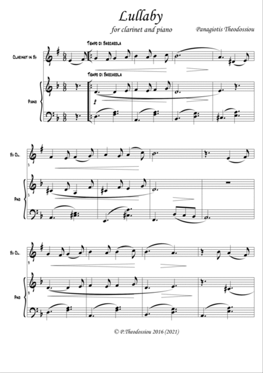 "Lullaby" for clarinet and piano image number null