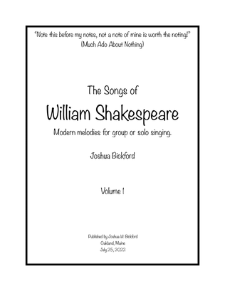 The Songs of William Shakespeare volume 1