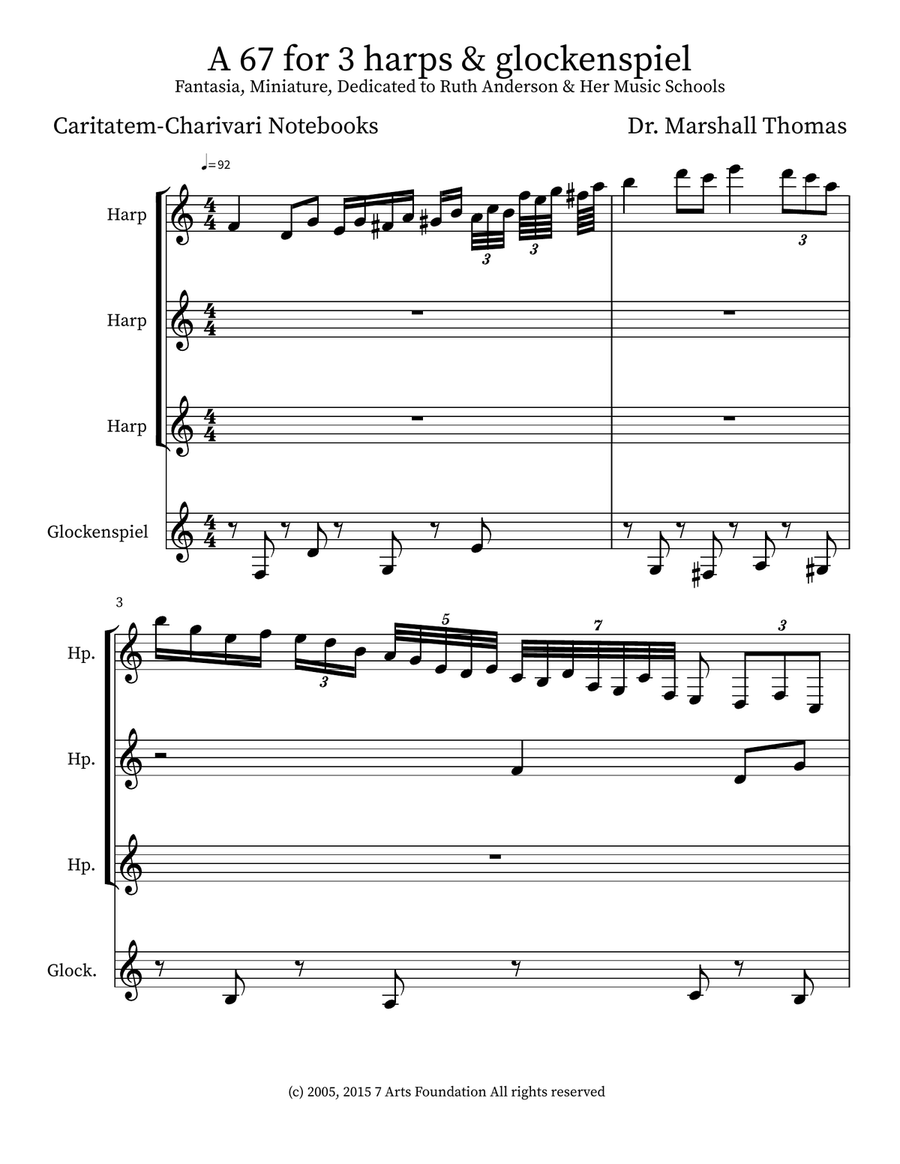 A 67 for 3 harps & glockenspiel Glockenspiel scores gallery preview page 1