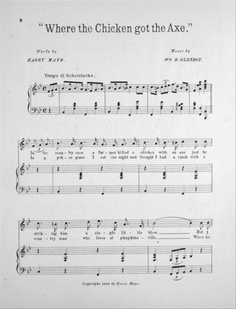 Where the Chicken Got the Axe. Comic Song and Chorus Choir scores gallery preview page 2