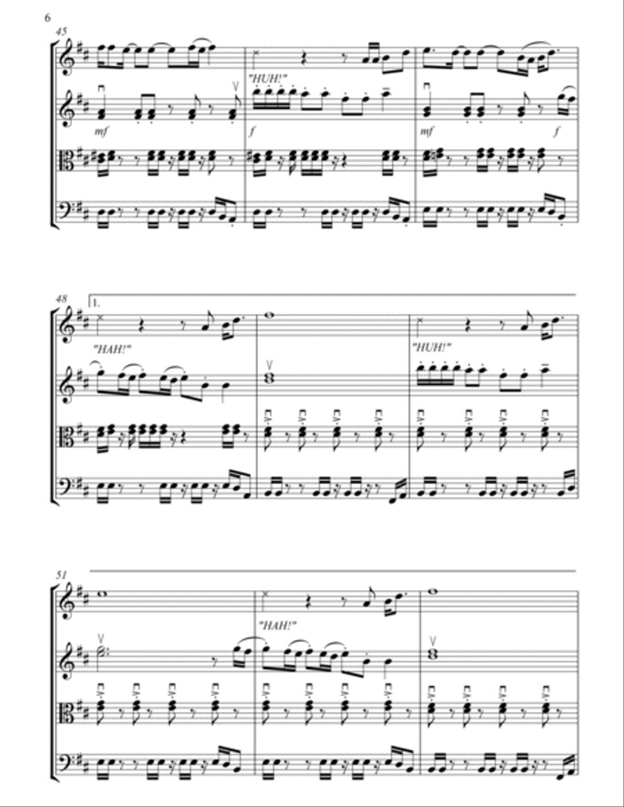 Kung Fu Fighting String Quartet scores gallery preview page 6