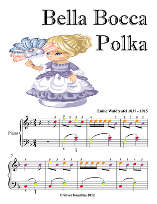 Bella Bocca Polka Easy Piano Sheet Music with Colored Notes