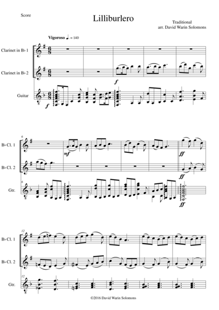 Lilliburlero for 2 clarinets and guitar image number null