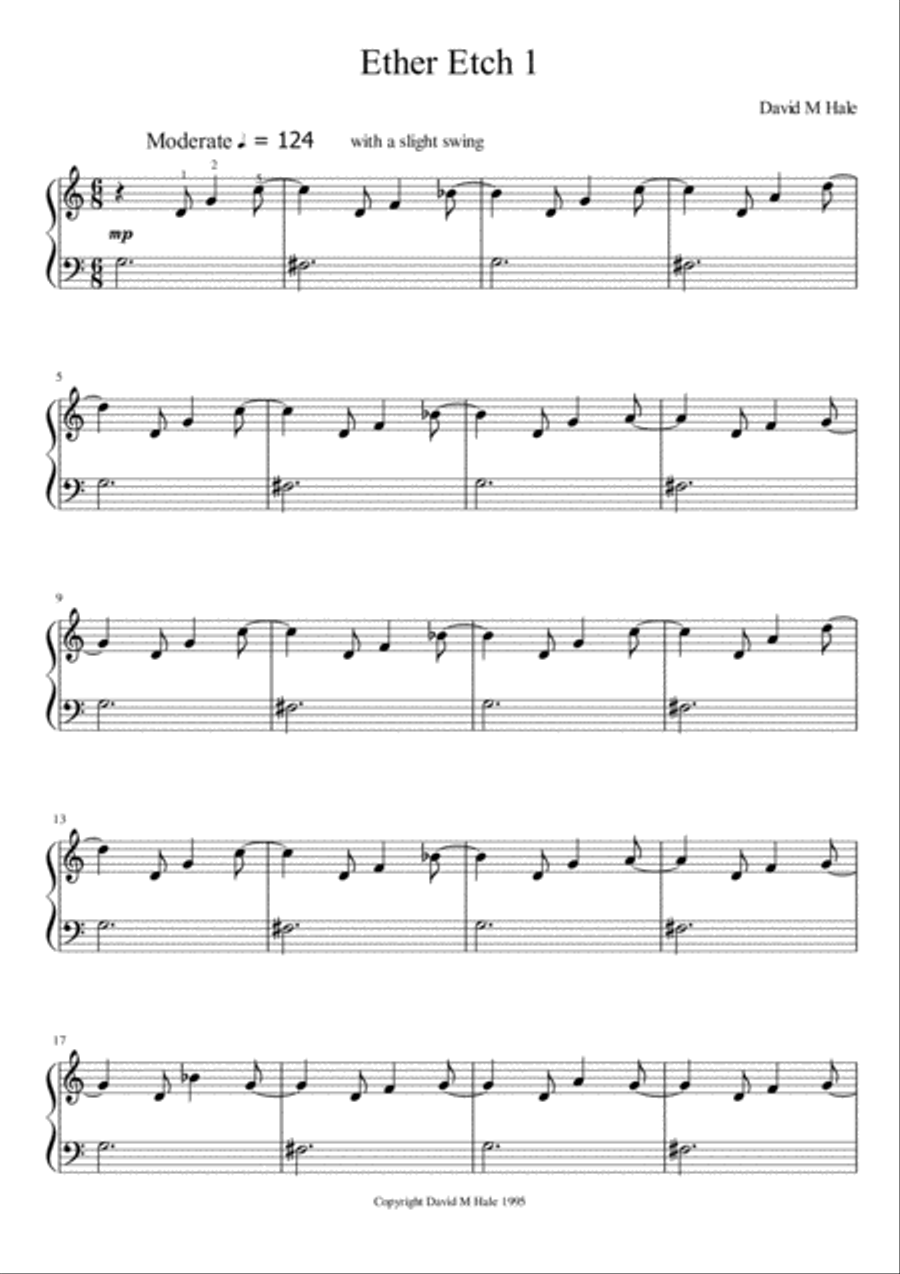 Ether Etch #1 Easy Piano - Digital Sheet Music