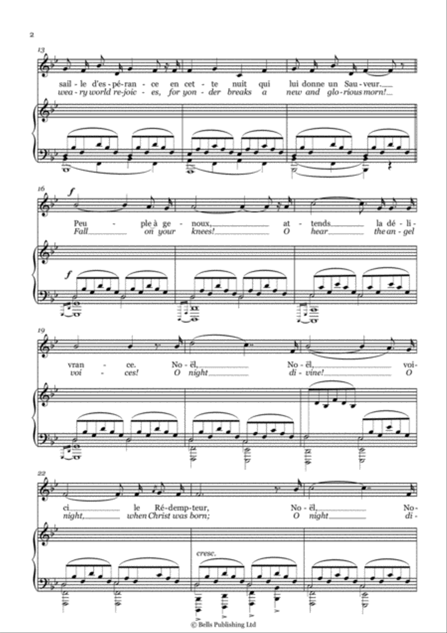 O Holy Night! (B-flat Major) Voice Solo scores gallery preview page 2