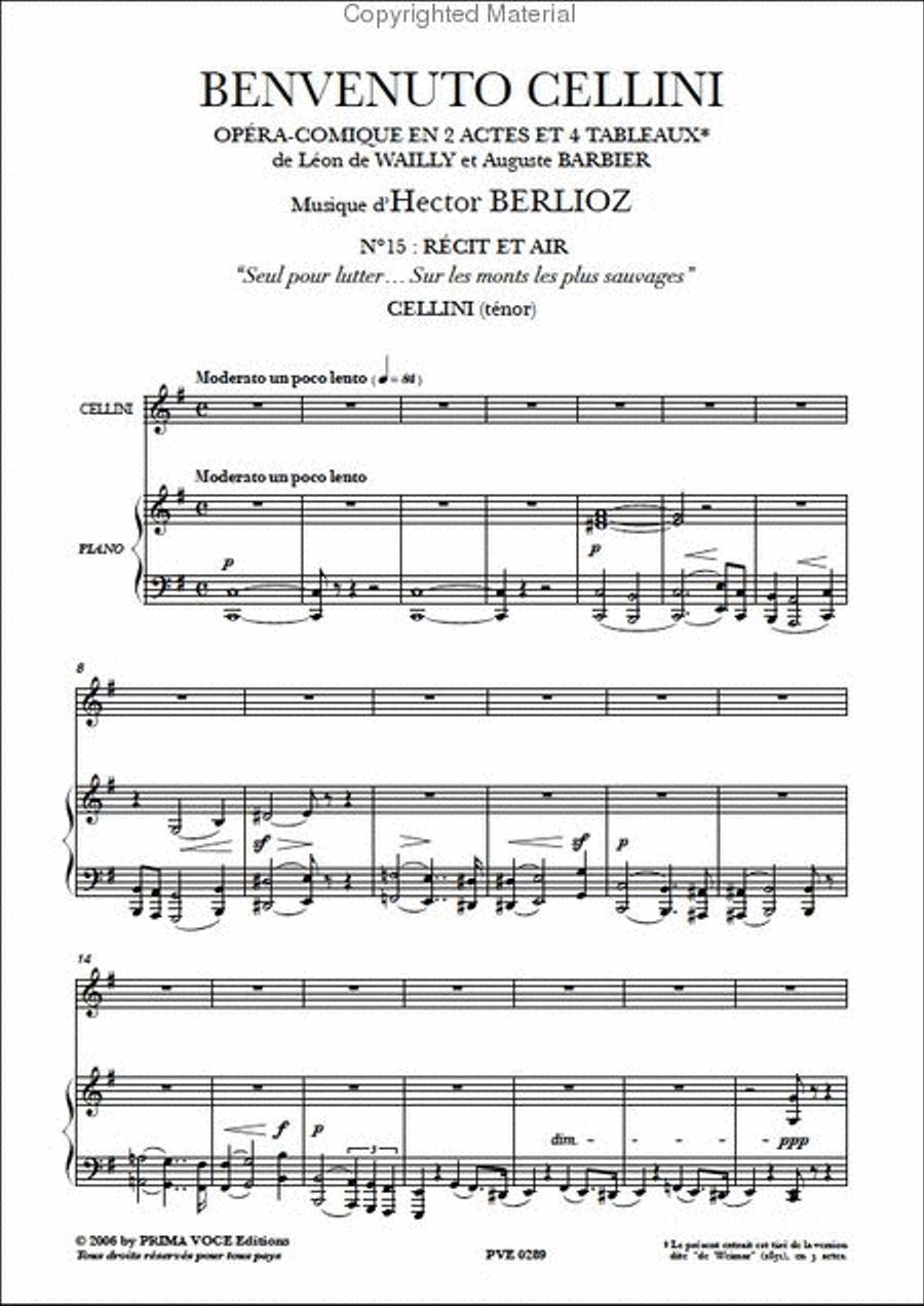 Sur les monts les plus sauvages from Benvenuto Cellini Tenor Voice scores gallery preview page 2