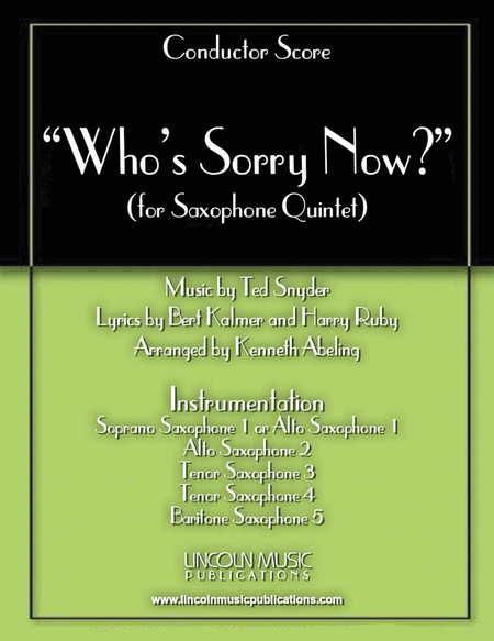 Who’s Sorry Now? (for Saxophone Quintet SATTB or AATTB) image number null