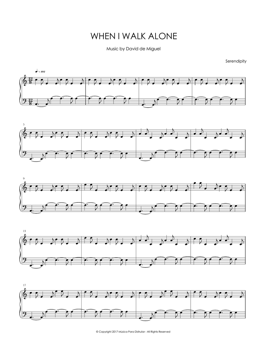 When I Walk Alone Piano Solo scores gallery preview page 1