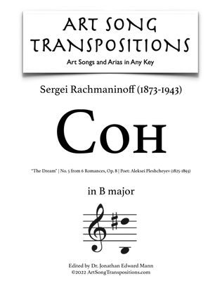 Book cover for RACHMANINOFF: Сон, Op. 8 no. 5 (transposed to B major, "The Dream")