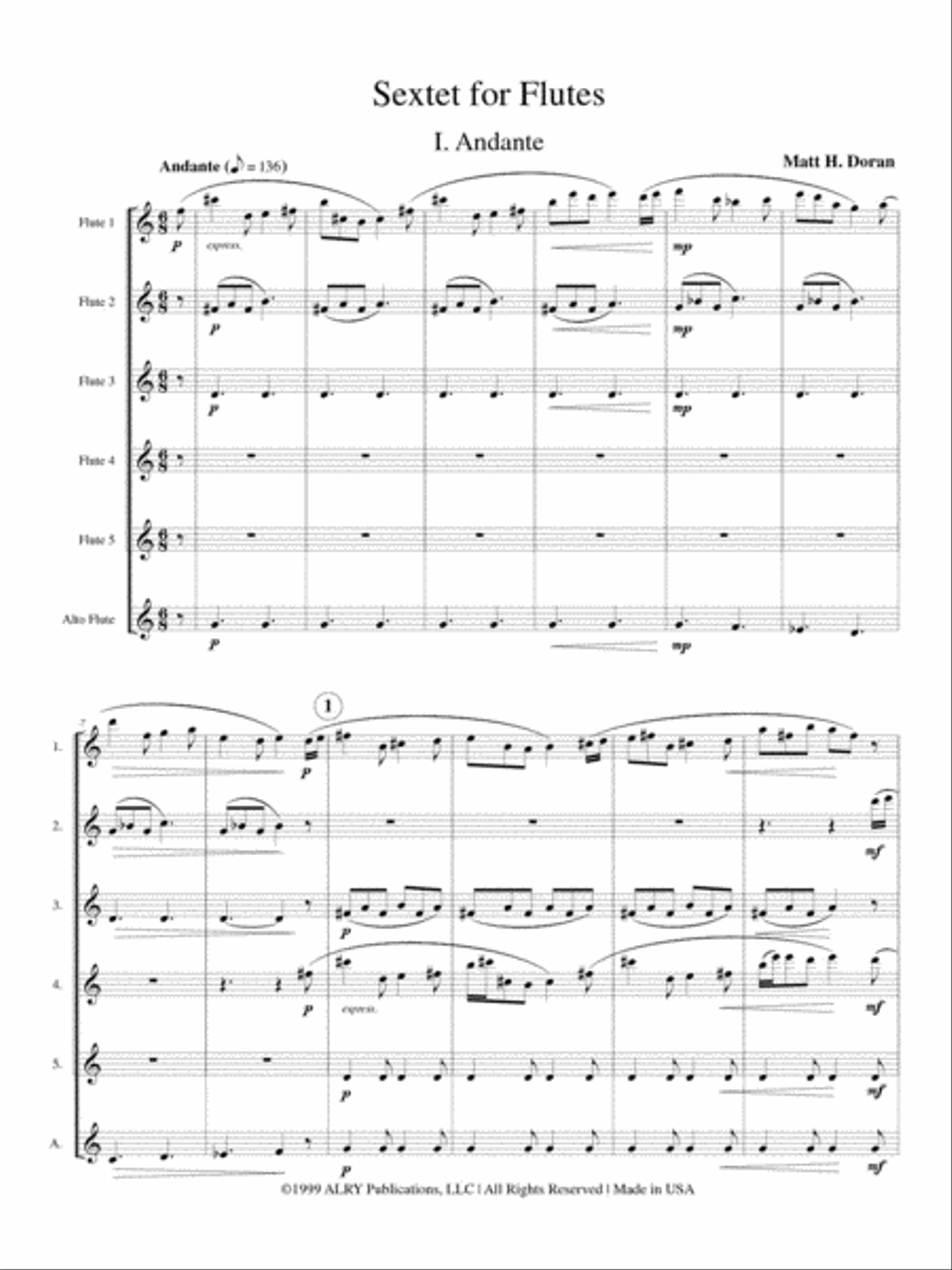 Sextet for Flutes Flute Choir scores gallery preview page 2